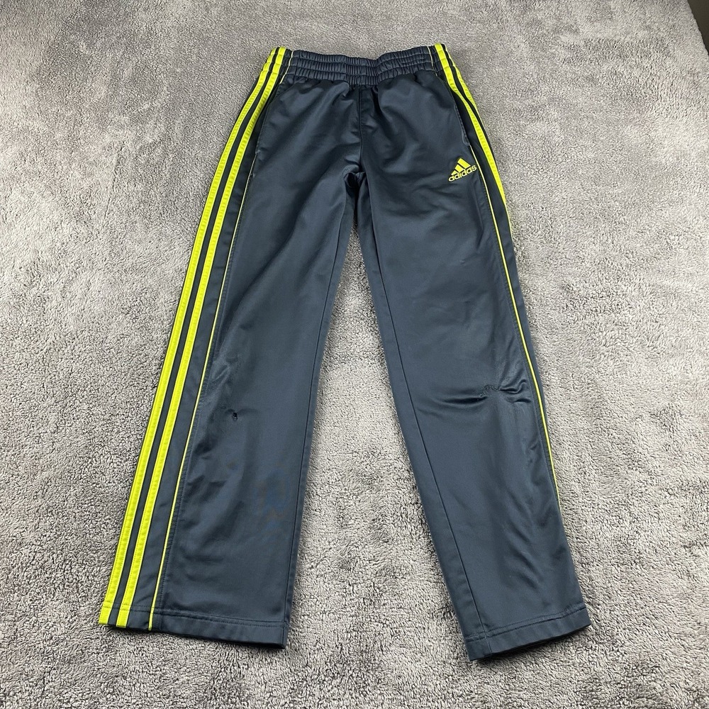 Adidas Activewear Athletic Sweatpants Youth Medium 10/12 Gray‎ Yellow